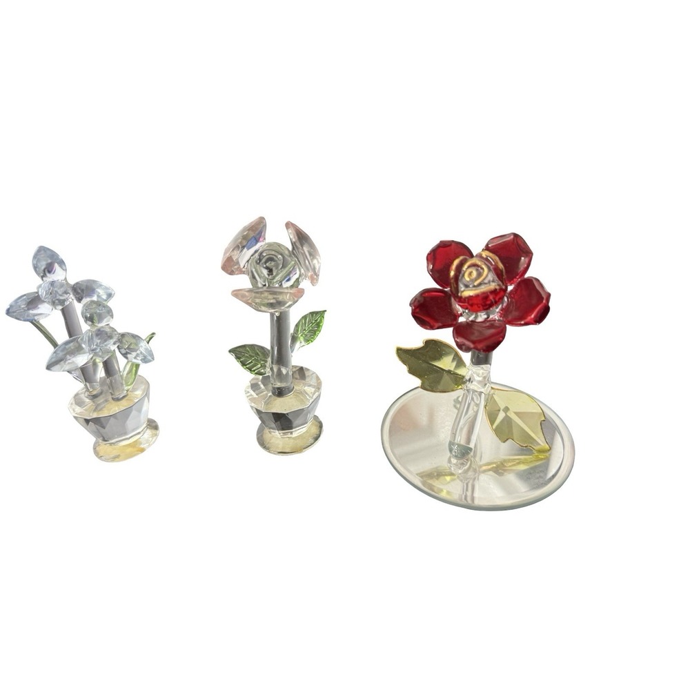 Vintage Spun Glass Small crystal Flower lot roses petals